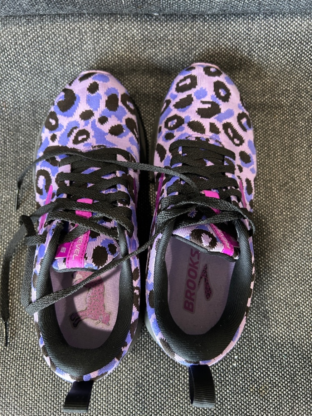 Brooks Purple and Black Leopard Print Running Shoes